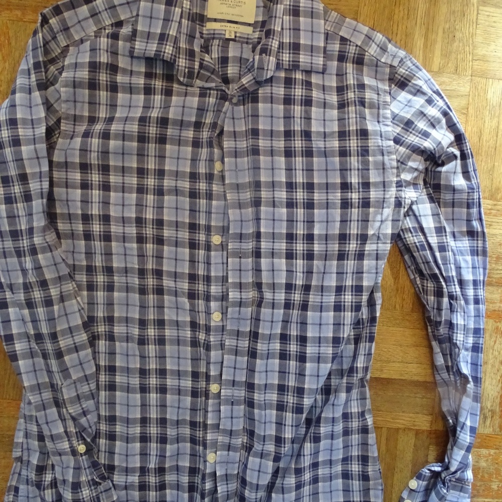 HAWES & CURTIS LUXURY 2 PLY 100% COTTON EXTRA SLIM FIT SHIRT 16/36